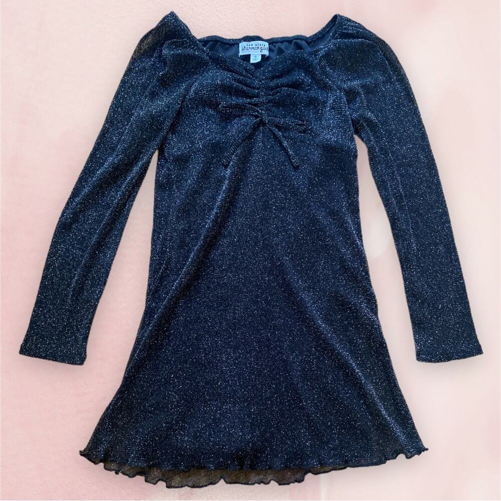 Ten Sixty Sherman Girls black silver metallic dress